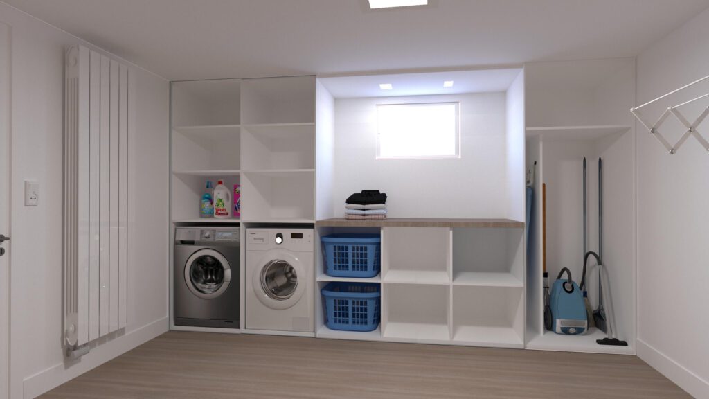 design cupboard open laundryroom